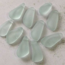 15-20mm Sea Glass Freeform Top-Drilled Drops - Light Seafoam Green