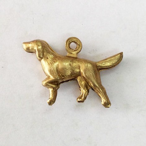 15mm Pointer Dog (Double Sided) Raw Brass Charm