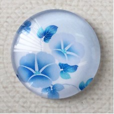 25mm Art Glass Backed Cabochons - Pastel Flowers 6 - Each