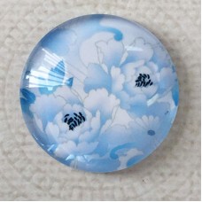 25mm Art Glass Backed Cabochons - Pastel Flowers 7 - Each