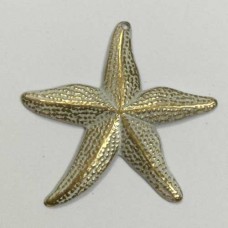 40mm Patina Queen Large White/Gold Hand Patina  Brass Starfish Pendant - Each