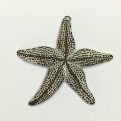 40mm Patina Queen Large White Aged Hand Patina Brass Starfish Pendant - Each 40mm Patina Queen Large White Aged Hand Patina Brass Starfish Pendant - Each