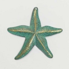 40mm Patina Queen Large Teal Brass Verdigris Patina  Brass Starfish Pendant - Each