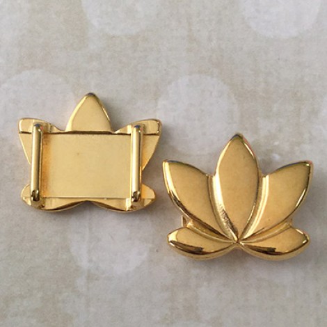 10x2.5mm ID 24K Gold Plated Lotus Flower Flat Leather Slider