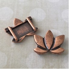 10x2.5mm ID Antique Copper Plated Lotus Flower Flat Leather Slider