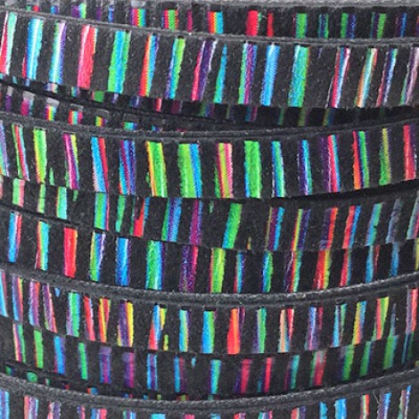 5mm Flat Prism Leather - Black-Multi-Colour - Per metre