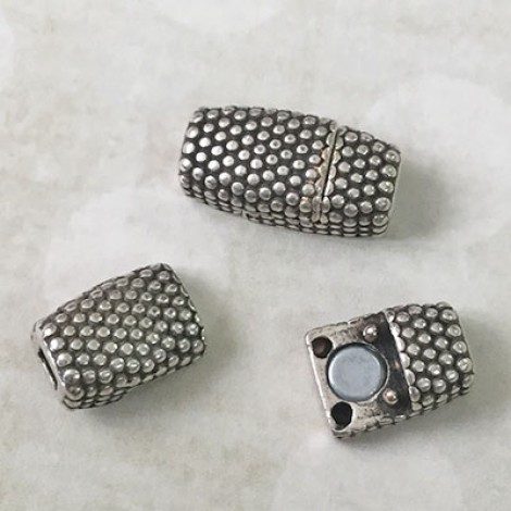 3mm Dots Magnetic Clasp for Flat Leather - Antique Silver