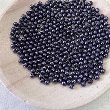 3mm Czech Round Glass Pearls - Purple - Pack of 100 3mm Czech Round Glass Pearls - Purple - Pack of 100