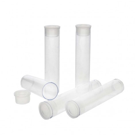 2x3/8" (50x9.5mm) Round Plastic Bead Vials w-Flat Lid - Pack of 10