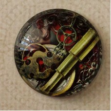 25mm Art Glass Backed Cabochons - Steampunk Design 3 - Each