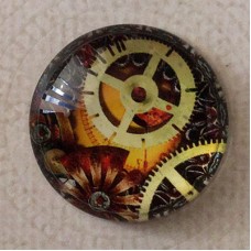 25mm Art Glass Backed Cabochons - Steampunk Design 7