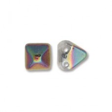6mm Czech Pyramid Stud Beads - Jet Vitrail - Pack of 25