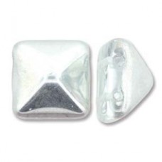 6mm Czech Pyramid Stud Beads - Crystal Labrador (Silver) - Pack of 12