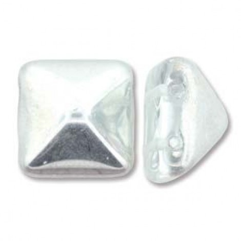 6mm Czech Pyramid Stud Beads - Crystal Labrador (Silver) - Pack of 12 6mm Czech Pyramid Stud Beads - Crystal Labrador (Silver) - Pack of 12