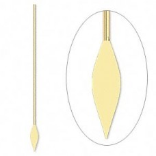 2" (50mm) 22ga Gold Plated Brass Spear Headpins - Pack of 10