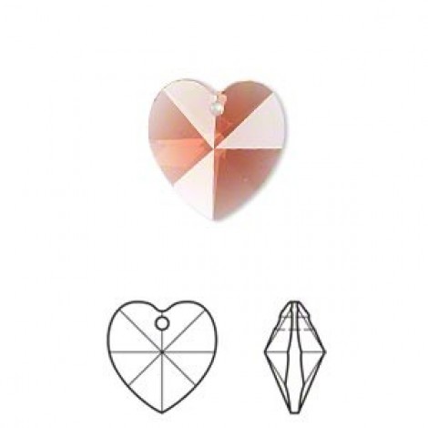 10mm Swarovski Crystal Heart Drops - Padparadscha
