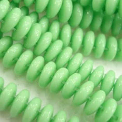 6mm CzechMates 2-Hole Lentils - Honeydew Green - Pack of 19 6mm CzechMates 2-Hole Lentils - Honeydew Green - Pack of 19