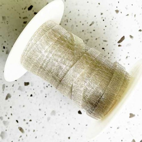 6mm WireLace Metallic Tubular Ribbon - Pale Bright Silver - Per metre