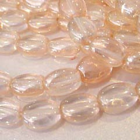 9x7mm Soft Pink Flat Oval Czech Beads