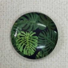 25mm Art Glass Round Cabochons - Palm 2 - Each