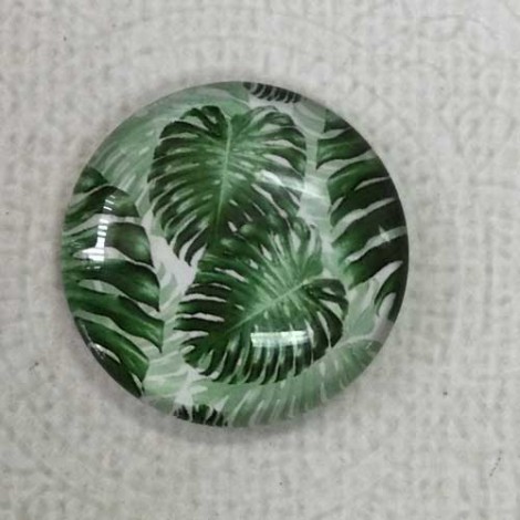 25mm Art Glass Round Cabochons - Palm 4 - Each 25mm Art Glass Round Cabochons - Palm 4 - Each