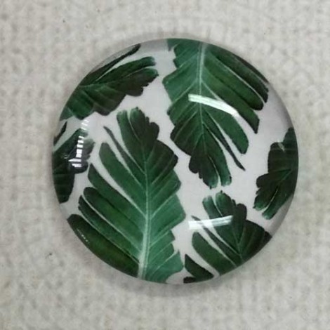 25mm Art Glass Round Cabochons - Palm 7 - Each 25mm Art Glass Round Cabochons - Palm 7 - Each