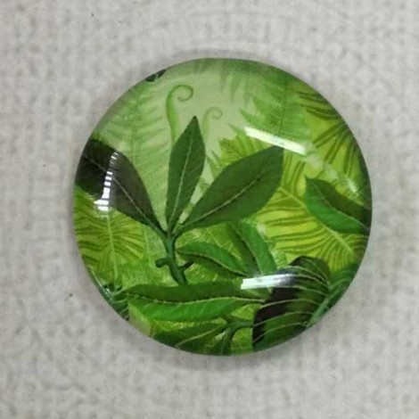 25mm Art Glass Round Cabochons - Palm 9 - Each