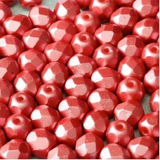 6mm Czech Firepolish Beads - Alabaster Pastel Dk Coral