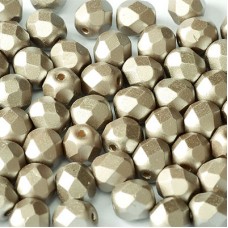 6mm Czech Firepolish Beads - Alabaster Pastel Lt Brown - Pack of 20