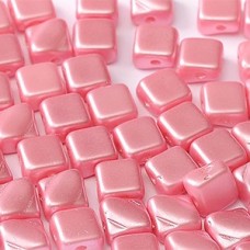 6mm 2-Hole Silky Beads - Alabaster Pastel Pink - Pack of 40