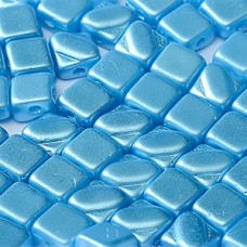 6mm 2-Hole Silky Beads - Alabaster Pastel Turquoise - Pack of 40