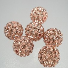 10mm Peach Rose Crystal Pave Beads