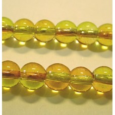 6mm Peridot/Gold Silver Lined Beads