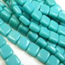 6mm Czechmates Two Hole Tile Beads - Rich Turquoise - Pack of 20