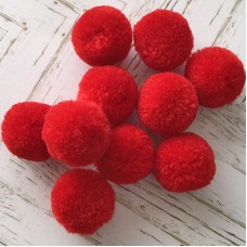 15mm Soft Fibre Yarn Pom-Poms - Red