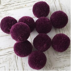 15mm Soft Fibre Yarn Pom-Poms - Violet