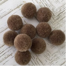 15mm Soft Fibre Yarn Pom-Poms - Dark Mink - Pack of 10
