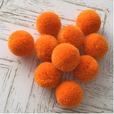 15mm Soft Fibre Yarn Pom-Poms - Mandarin Orange