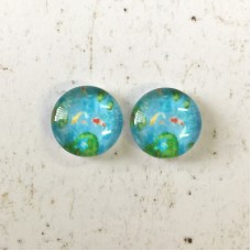 12mm Art Glass Backed Cabochons - Tropical Fish - Per Pair