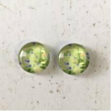 12mm Art Glass Backed Cabochons - Wildflowers - Per Pair