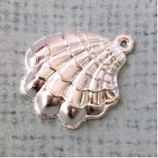 17x22mm Bright Silver Plated Sea Life Charm - Scallop Shell