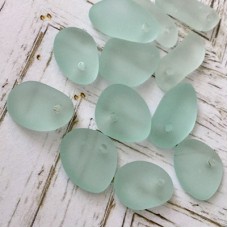 10-15mm Sea Glass Pebble Tiny Drops - Light Aqua
