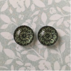 12mm Handmade Art Image Backed Glass Cabochons - Vintage Kaleidescope 12 - Per Pair