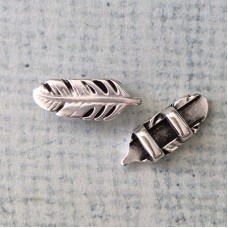 3mm Flat Leather Feather Slider - Antique Silver Plated