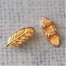 3mm Flat Leather Feather Slider - Gold Plated
