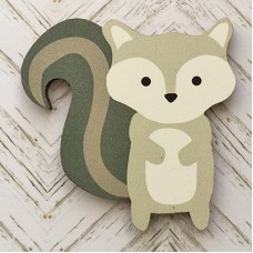 65x65mm Laser Cut Painted Wood Cabochons - Cute Wolf - Each