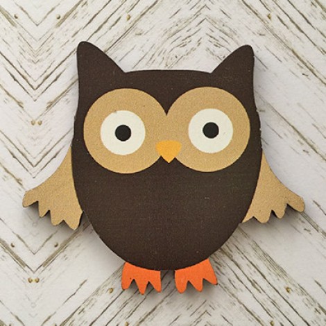 55x60mm Laser Cut Painted Wood Cabochons - Cute Owl