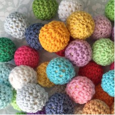 16mm Crochet Cotton Wood Round Beads - Mix
