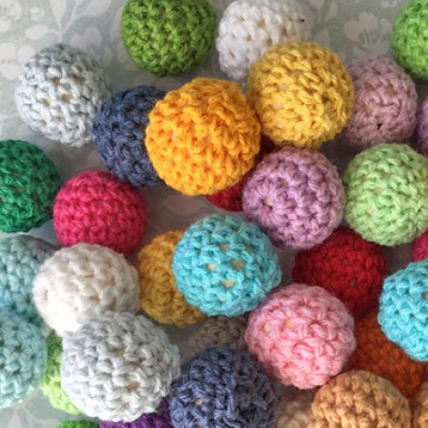 16mm Crochet Cotton Wood Round Beads - Mix