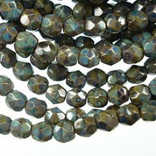 4mm Czech Firepolish Beads - Opaque Olive Picasso - Pack of 50